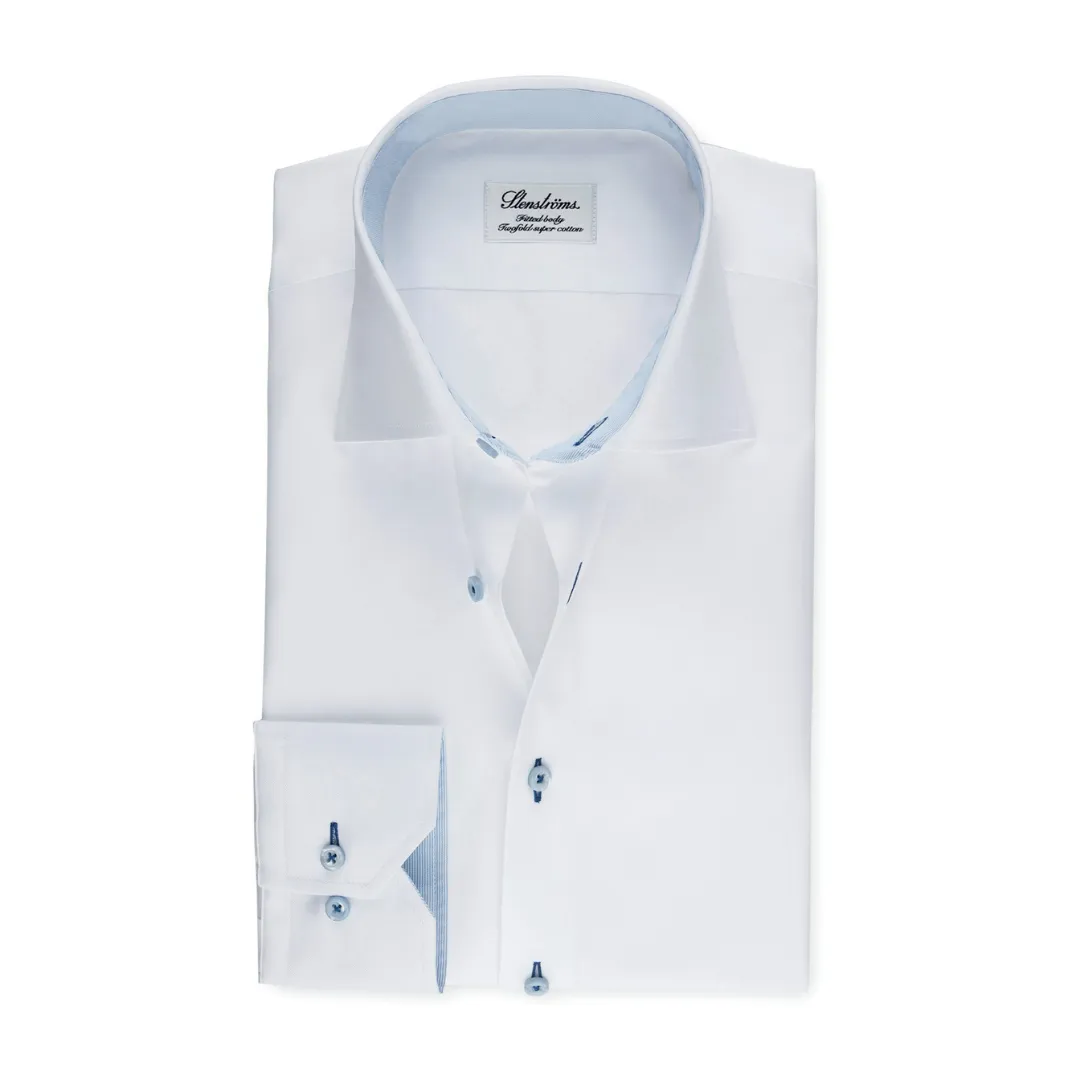 Stenstroms White Contrast Dress Shirt - Fitted Body