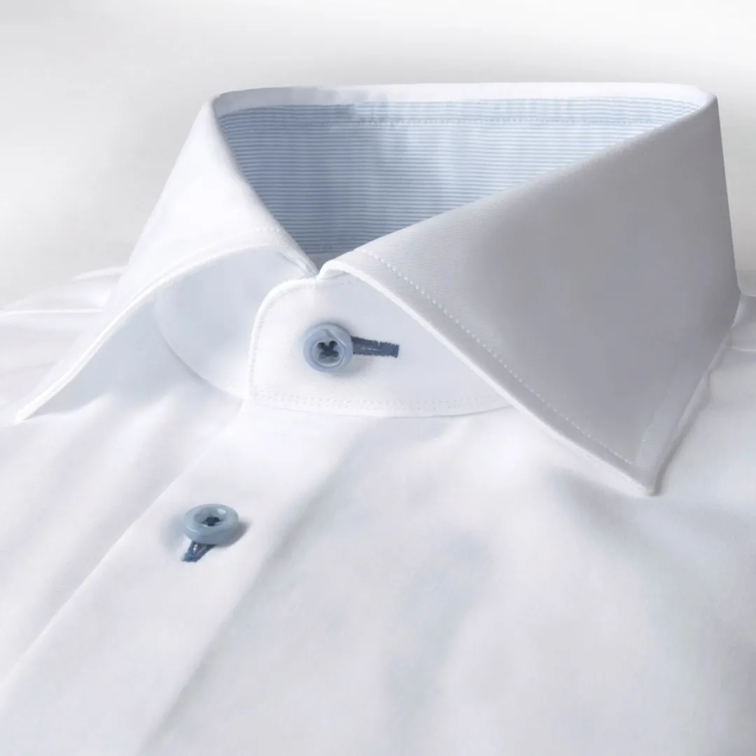 Stenstroms White Contrast Dress Shirt - Fitted Body