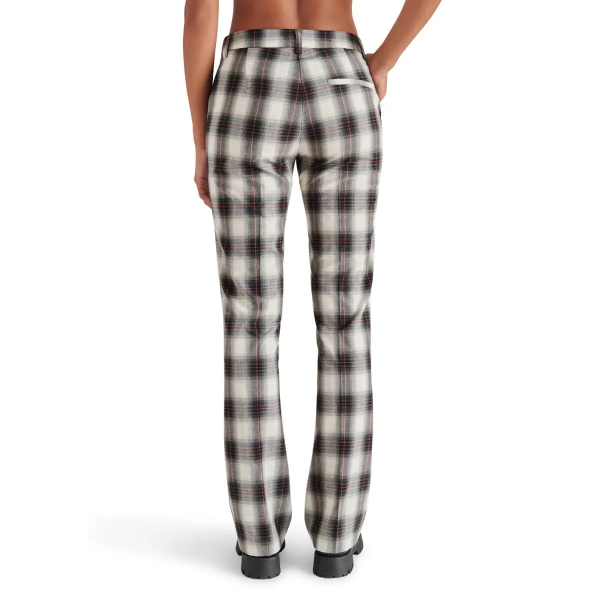 Steve Madden Waverly Plaid Print Mid Rise Kick Flare Trouser Pants