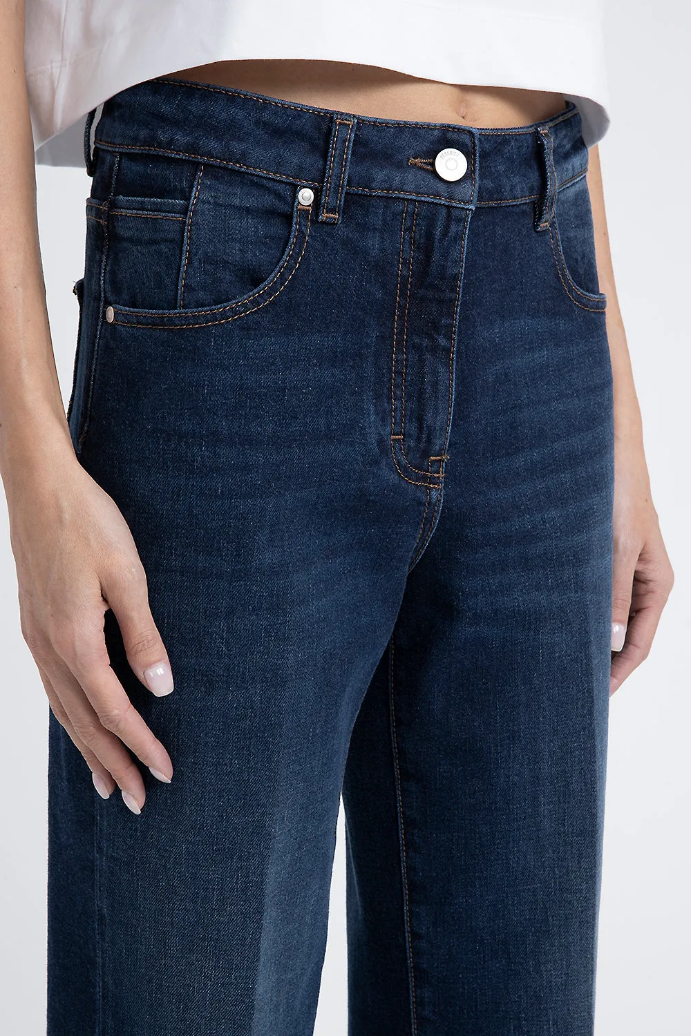 Stretch denim cotton trousers