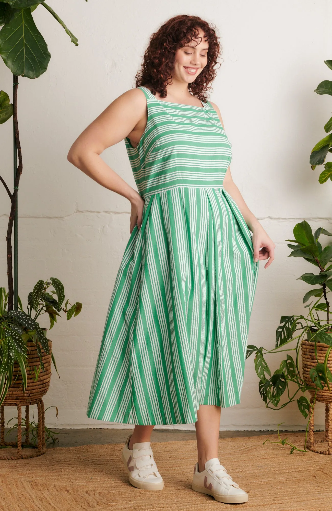 Suki Beachcomber Stripe Green Dress