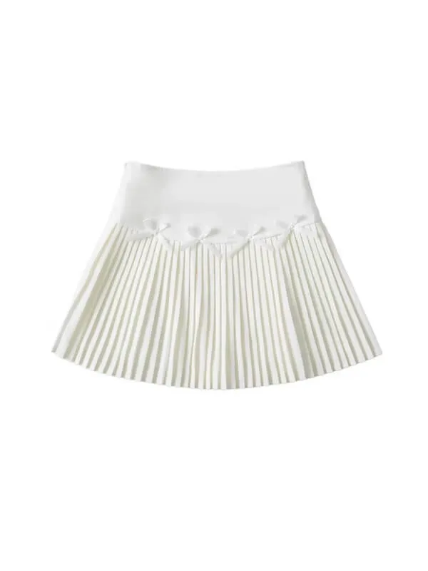 Sweet bows pleated skirt