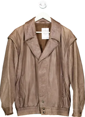 Ted Lapidus Brown Leather Bomber Jacket UK L