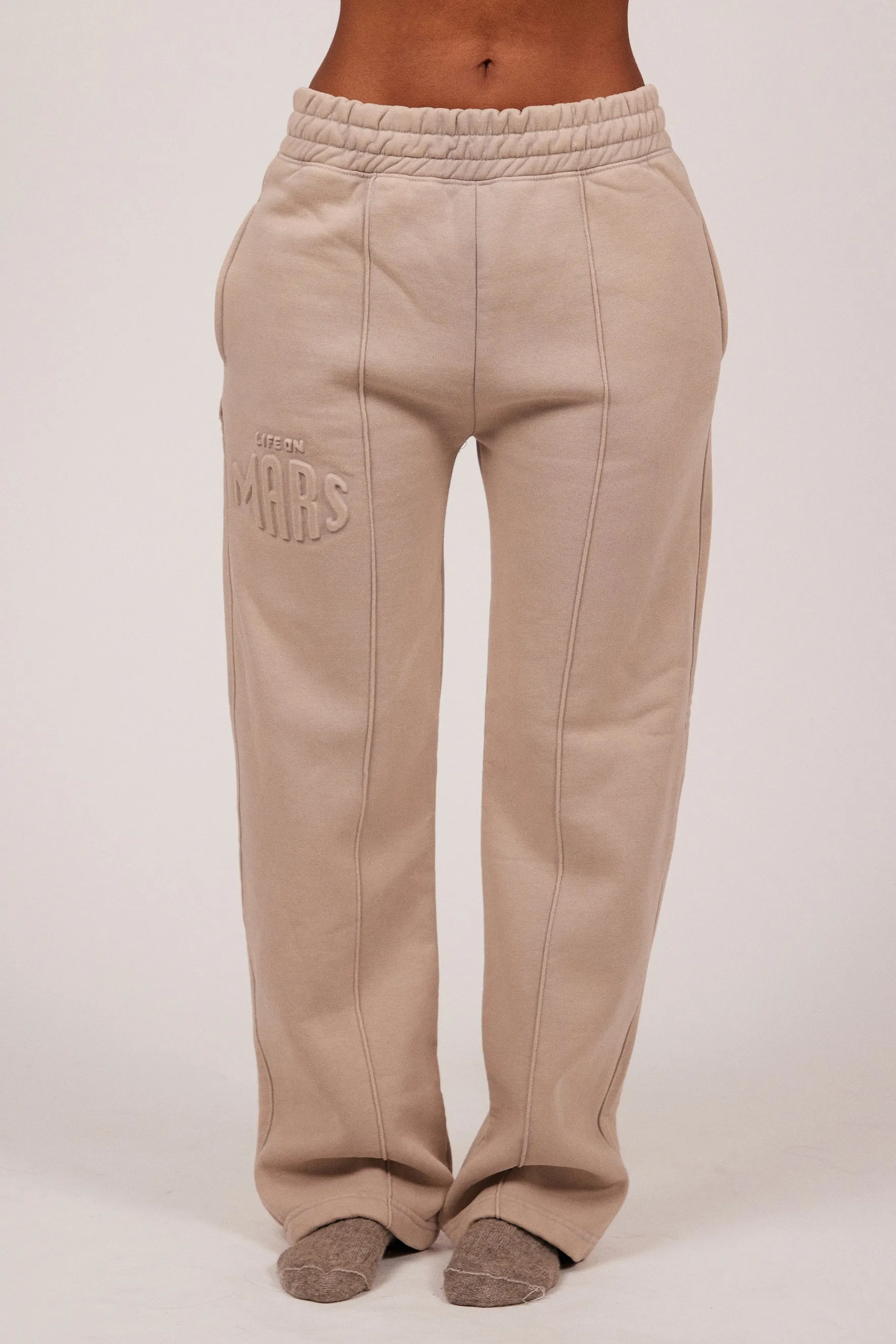 The Embossed Straight Leg Joggers - Stone