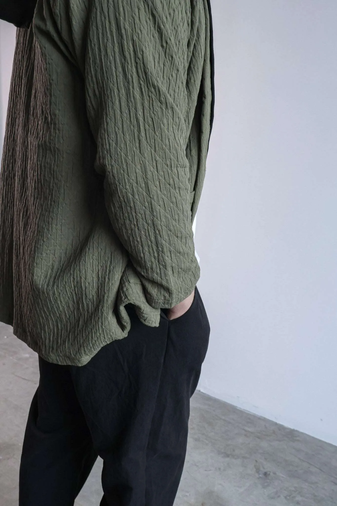 The Organic Cotton Quilted Cardigan in Green