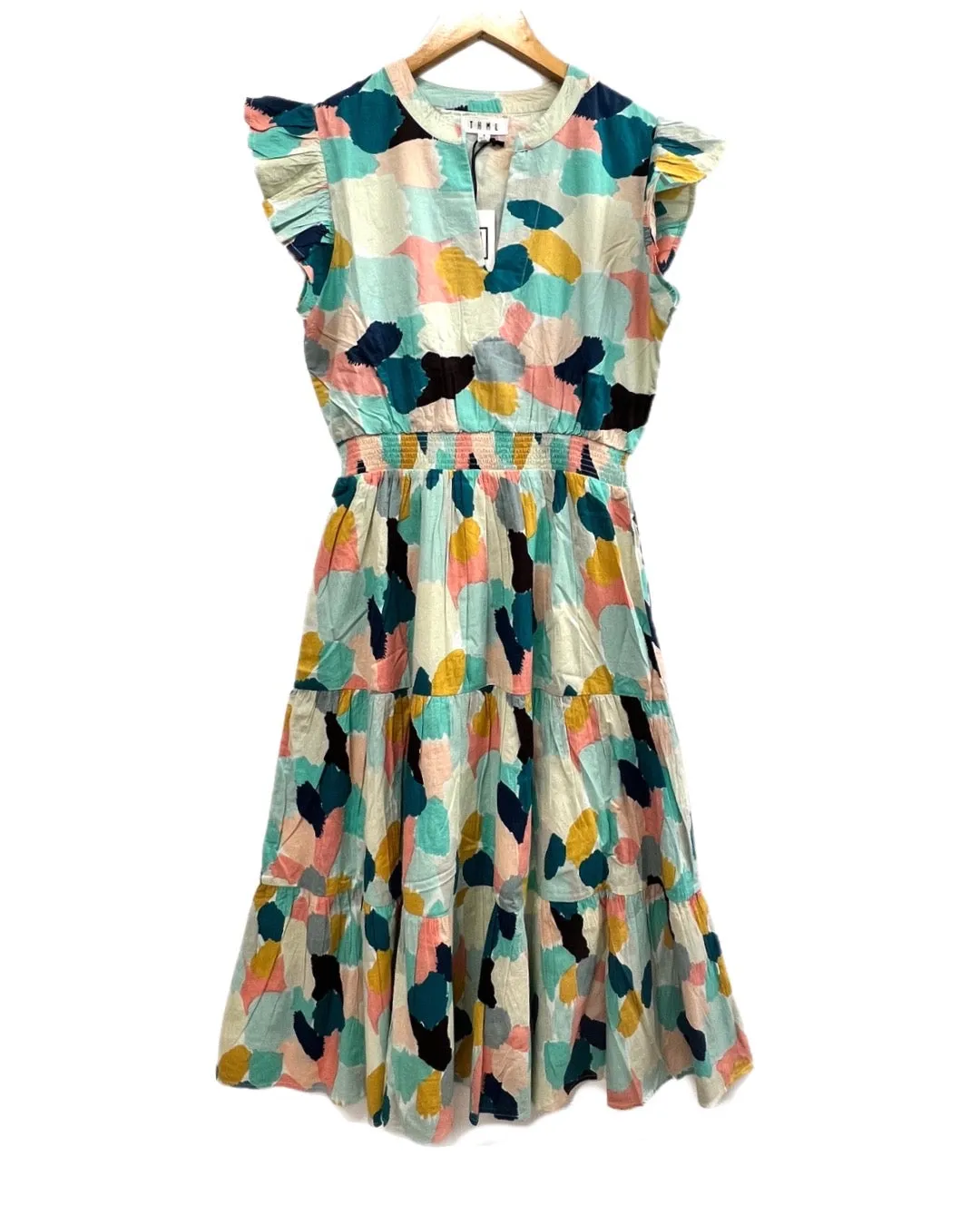 THML Abstract Spot Tiered Maxi Dress (SRT1456) MINT/BLUSH