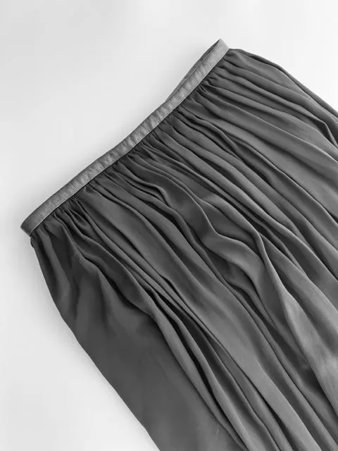 TOTEME Black Pleated Midi Skirt