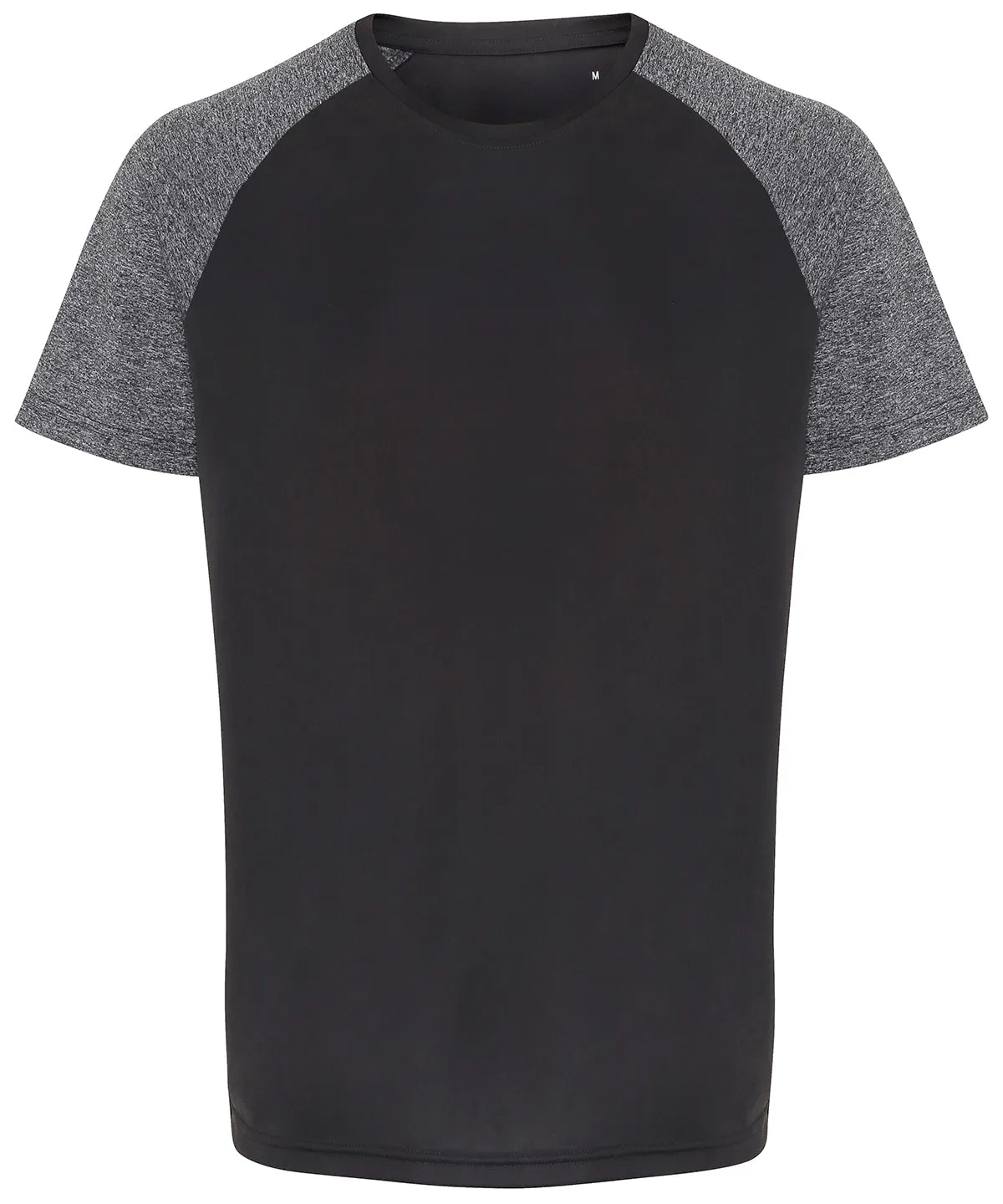 TriDri® contrast sleeve performance t-shirt | Charcoal/Black Melange