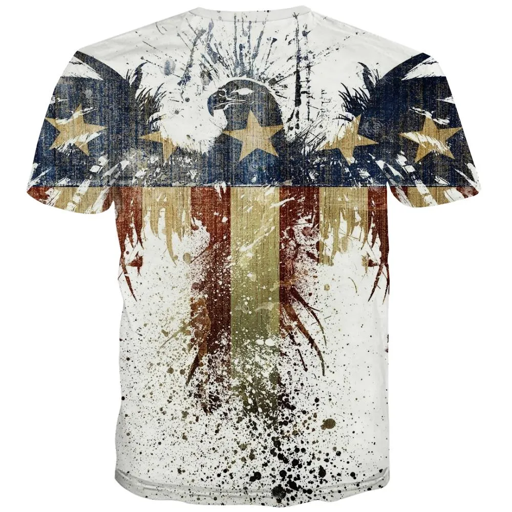 USA T shirts Men Animal Tshirts Casual Raptor Tshirts Cool Fly T-shirts Graphic Eagle T-shirts 3d