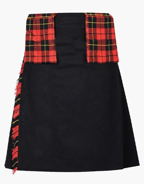 Utility Kilt-Black with Wallace Tartan Color