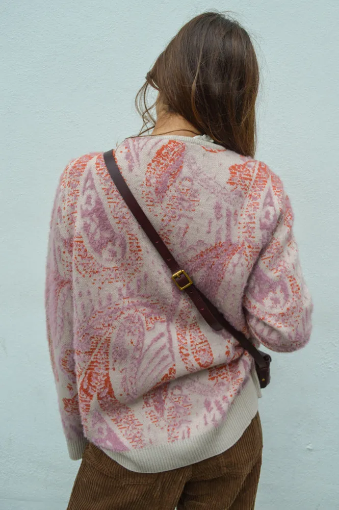 WAX Pink Ecru Paisley Alban Cardigan