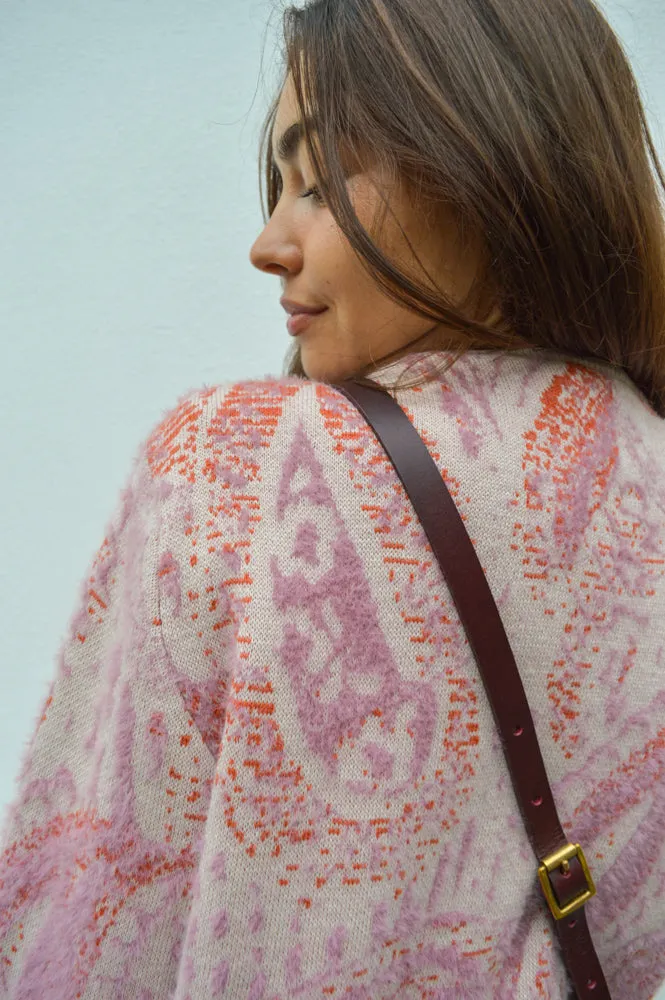 WAX Pink Ecru Paisley Alban Cardigan