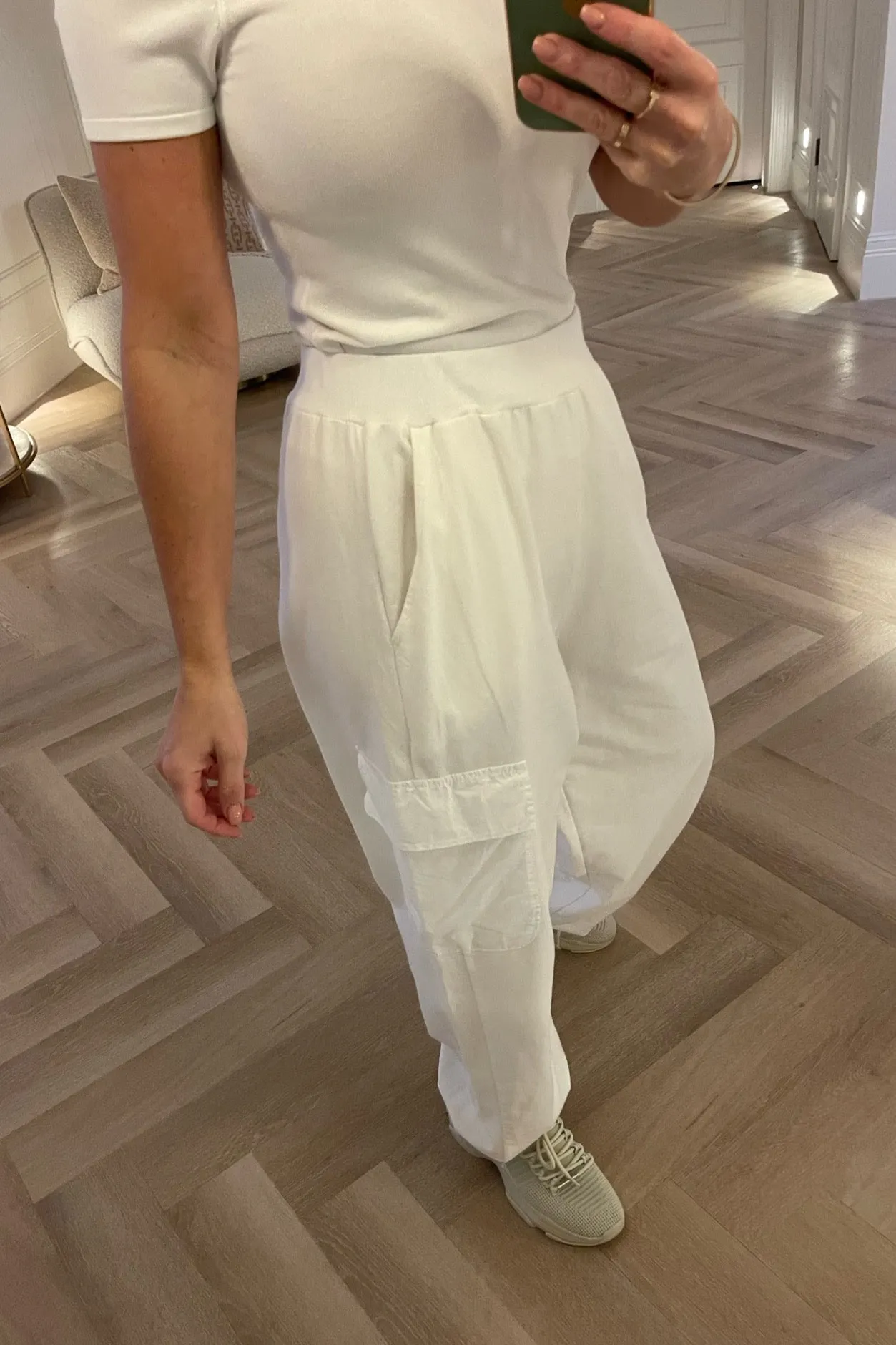 WHITE COMBAT STYLE JOGGERS