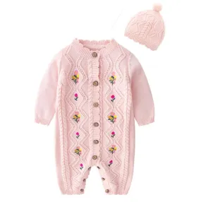 Winter Flowers Knitted Romper