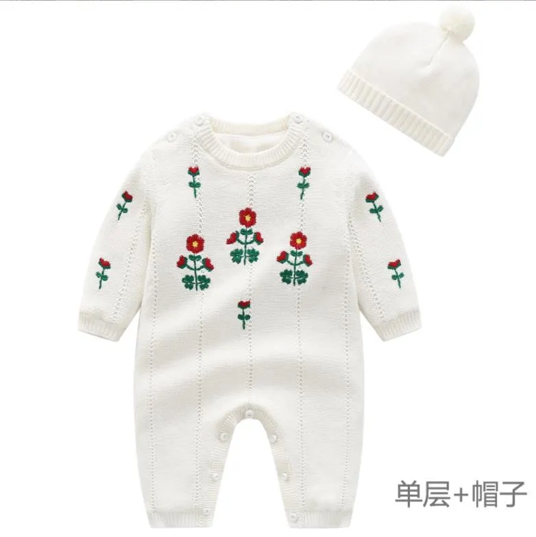 Winter Flowers Knitted Romper