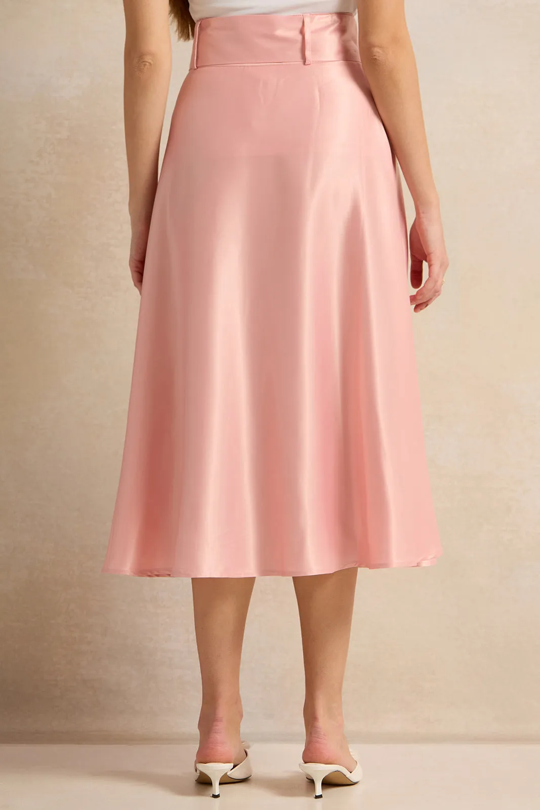 Women Pink Midi Skirt