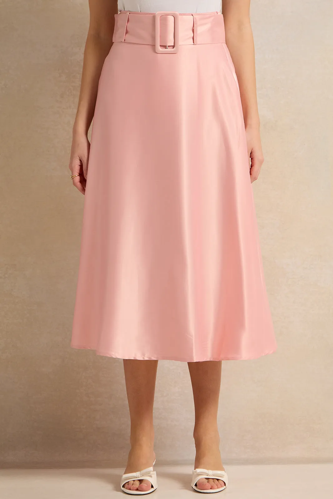 Women Pink Midi Skirt