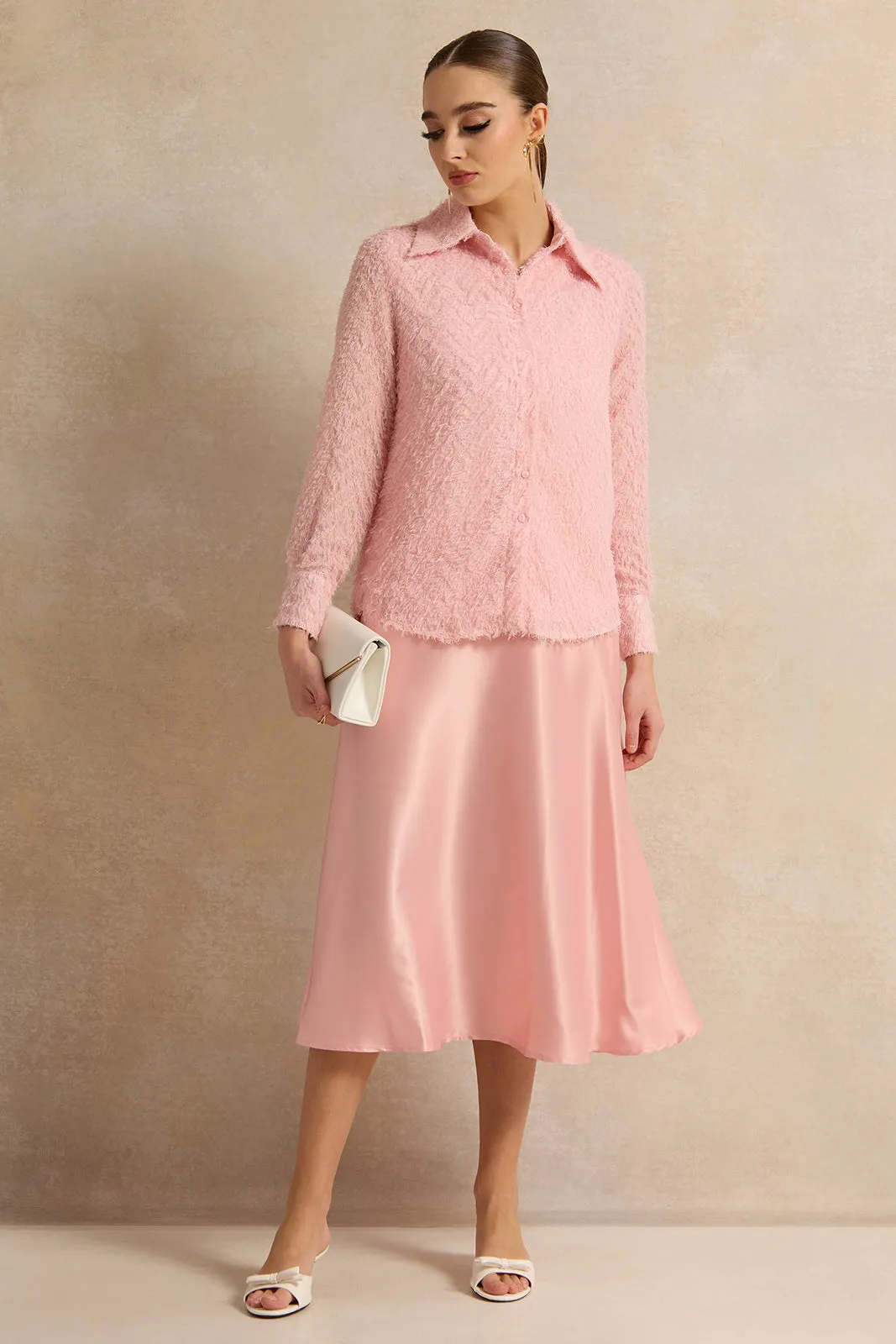 Women Pink Midi Skirt