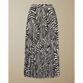 Women Viviynn-Knitted Pleated Zebra Skirt - Black