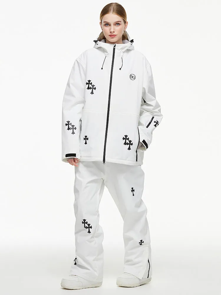 Women's Arctic Queen Snowflake Princess Fantasy Snow Suit with Overalls Bibs