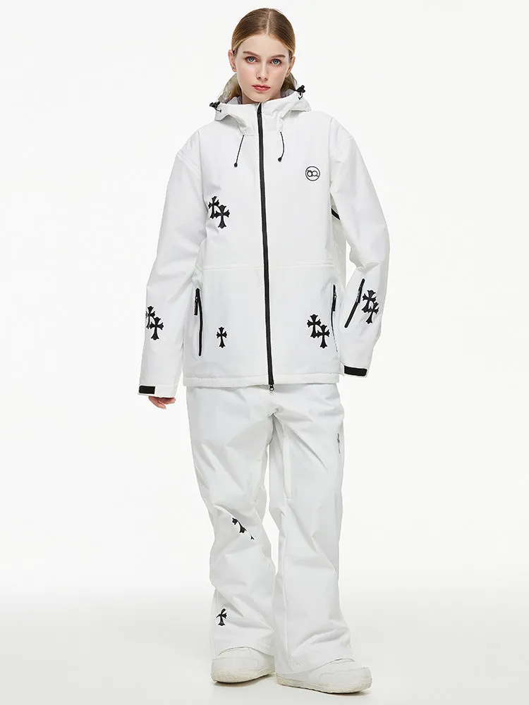 Women's Arctic Queen Snowflake Princess Fantasy Snow Suit with Overalls Bibs