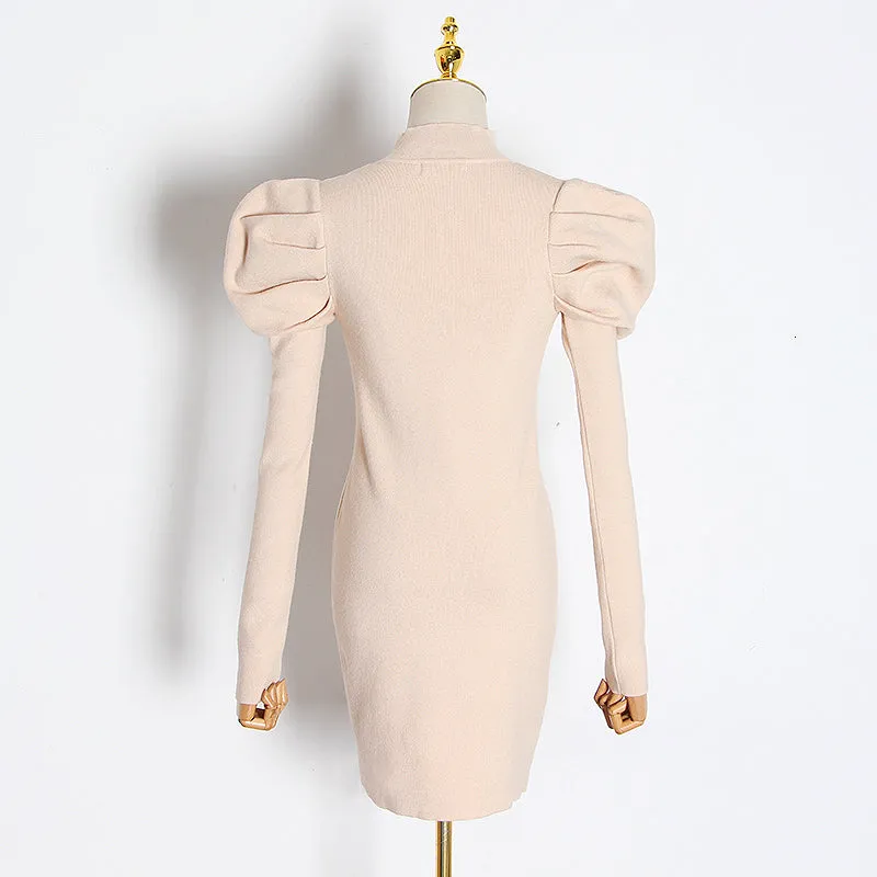 Women's Spring Casual Polyester Sheath Sweater Dress