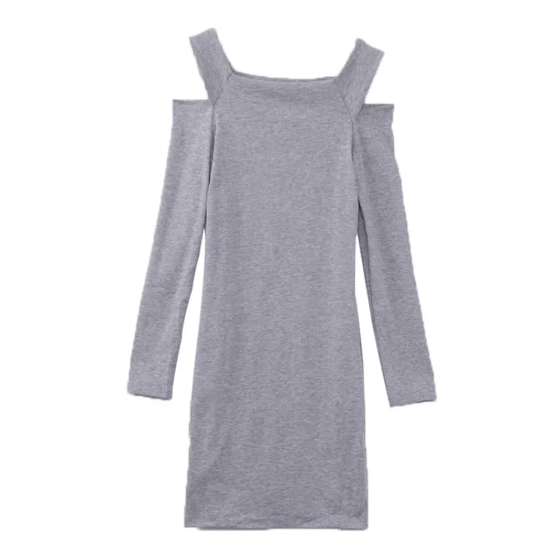 Women's Spring/Autumn Long-Sleeved Knitted Mini Dress