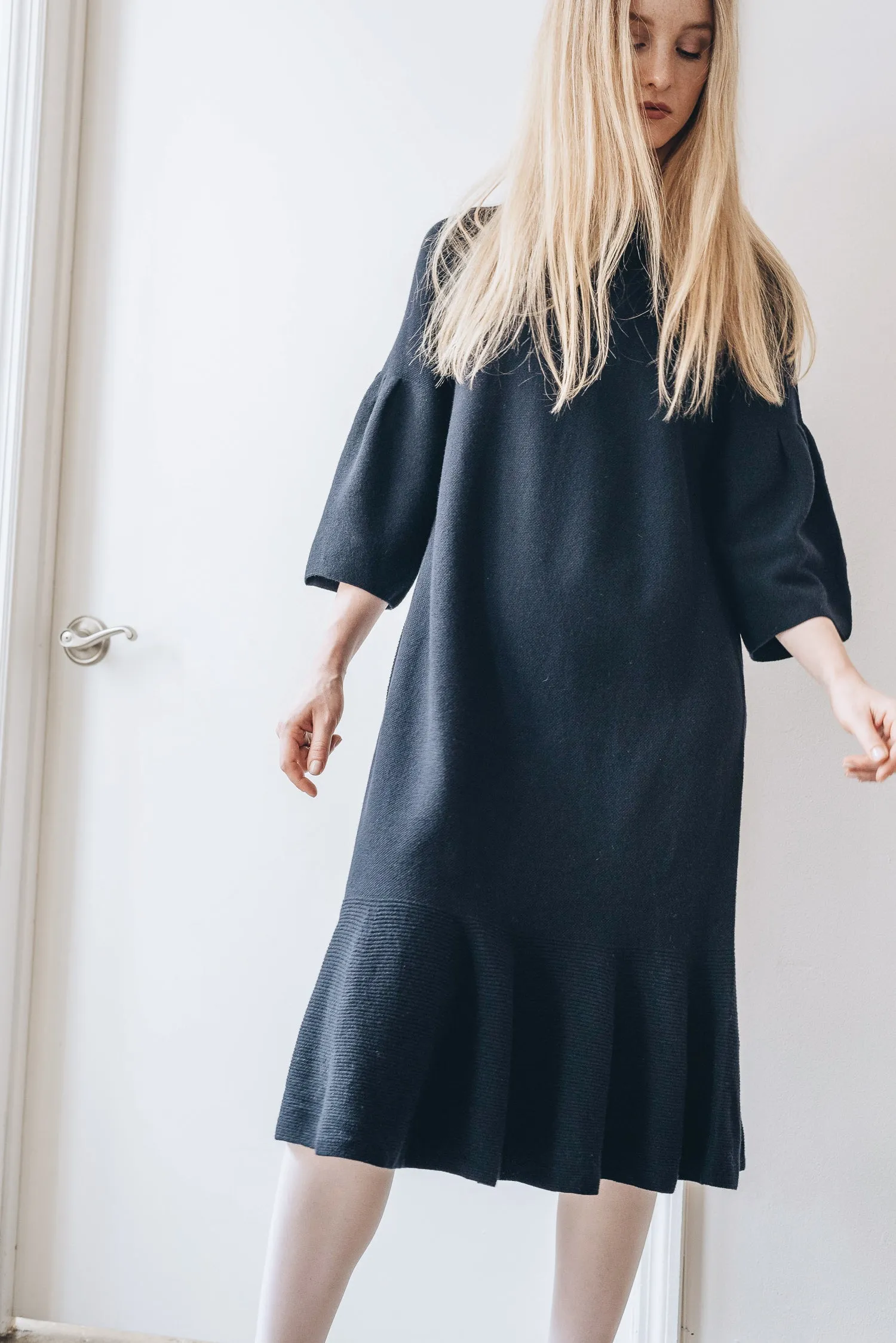 Wool Dress - Navy