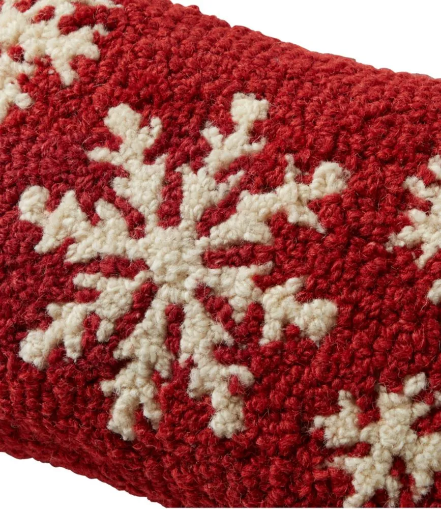 Wool Hooked Throw Pillow, Snowflake, 8&quot; x 12&quot;