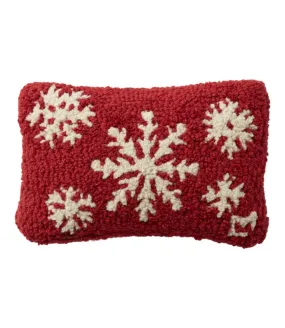 Wool Hooked Throw Pillow, Snowflake, 8&quot; x 12&quot;